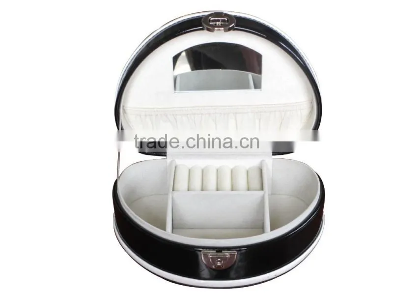 Arc Faux Leather Travel Jewelry Box Organizer Display Storage Case for Rings Earrings Necklace