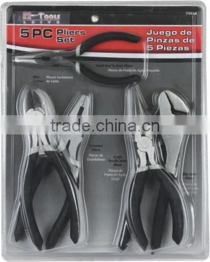 5PCS pliers set(5" long nose pliers/6"diagonal pliers/6"combination pliers/6"long nose pliers/6"water pump pliers)