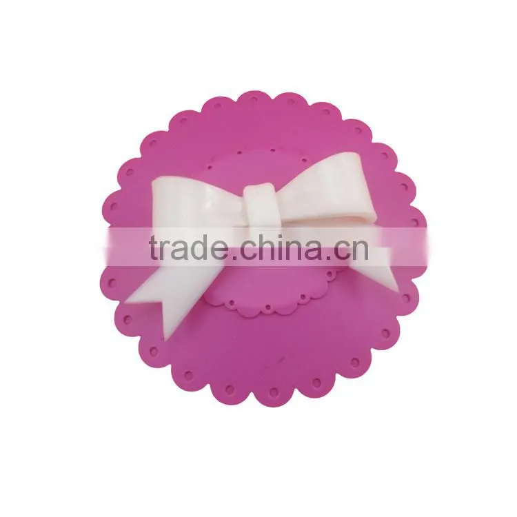Cute bowknot shaped Silicone Watertight Cup lids Mug Lid Cover lids