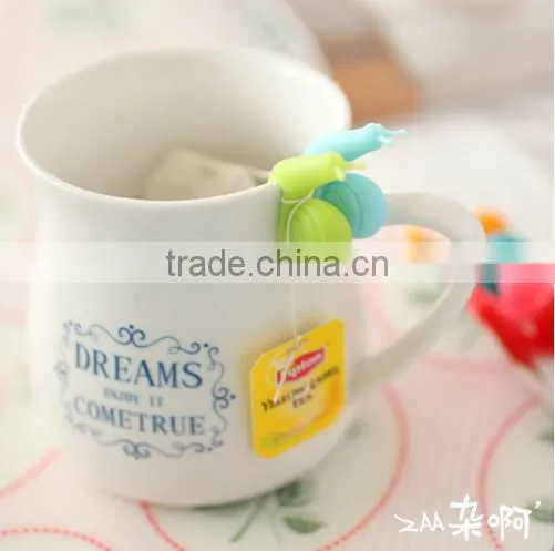 Wholesale cute Snail Hanging Tea Bag Colorful Snails Gifts plastic tea bag clip