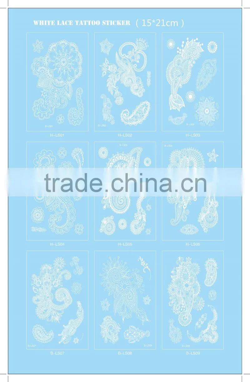 High Quality Body Jewelry White Color Temporary Hand Tattoo Sticker For Men T005-008