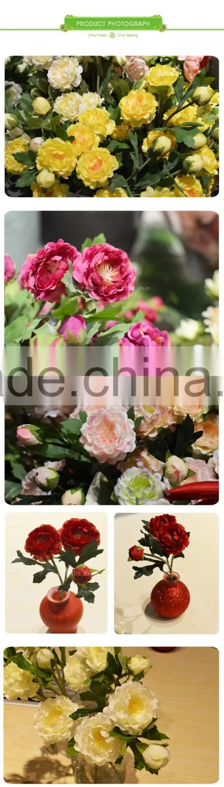 hot sell small single stem artificial ranunculus hotel home arrangement