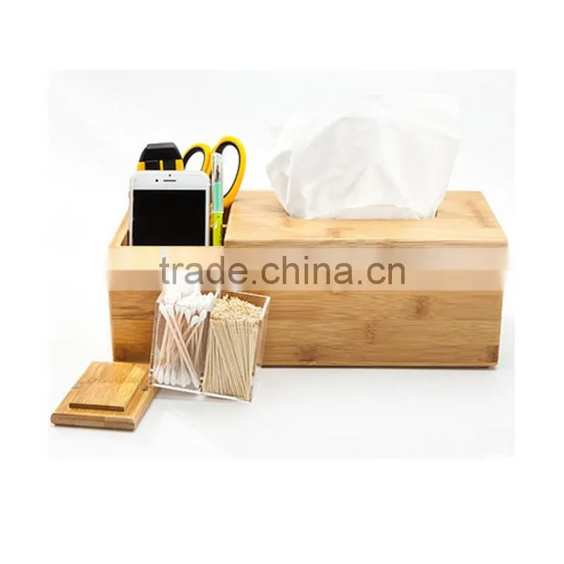 Aonong 100% Bamboo Tissue Box/Napkin Box /Paper holder Tidy Stationery Multifunction Desk Organiser