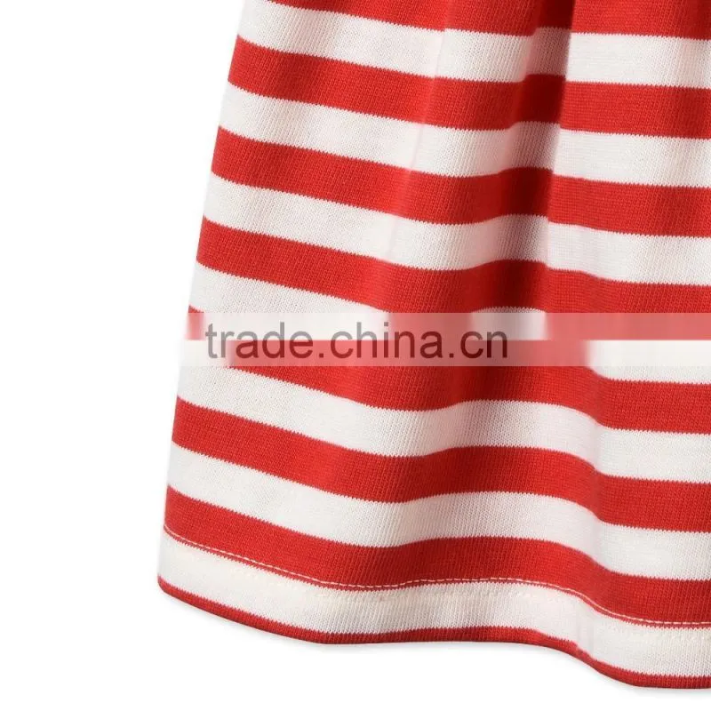 Soft Cotton Stripes Baby T-shirt Dress With Badge Appliques Kids Frocks Designs Dress Gril Dresses HSD5474