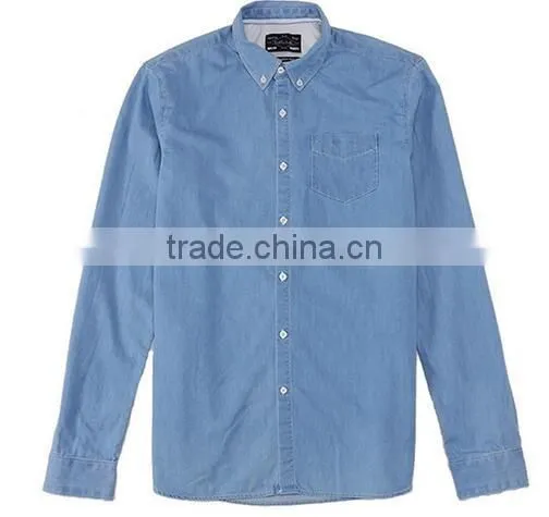 Wholesale Denim shirt for mens shirt factory Cotton washed BLUE mens denim shirts