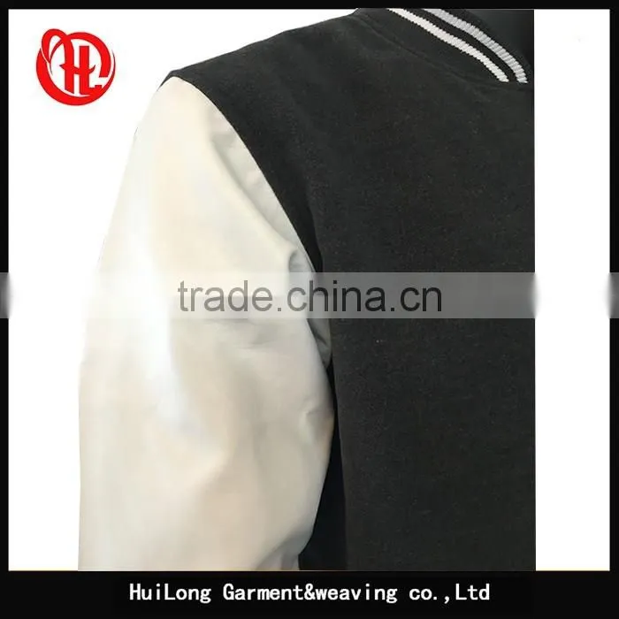 Custom pu sleeve fleece casual varsity jacket for men