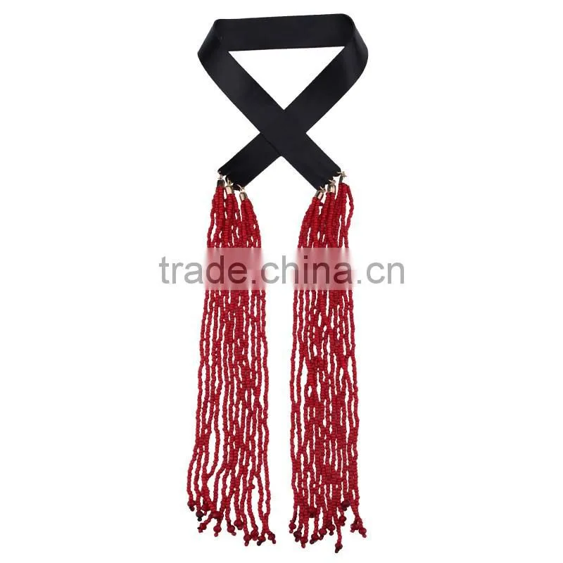 Big brand colorful small beads tassel necklaces for womens jewelry