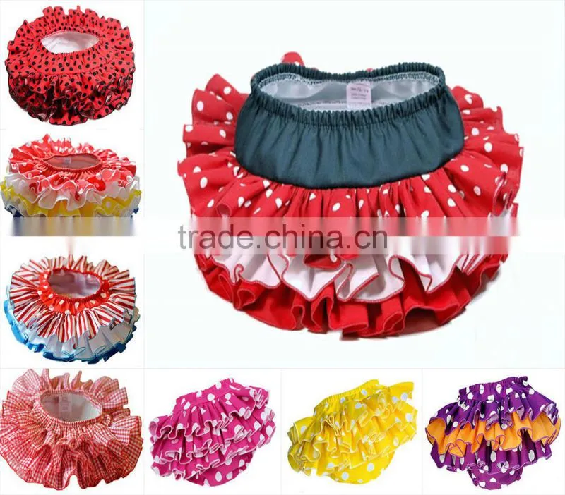 Baby girl summer dress whole round triple ruffles bloomer skirt baby wear clothes
