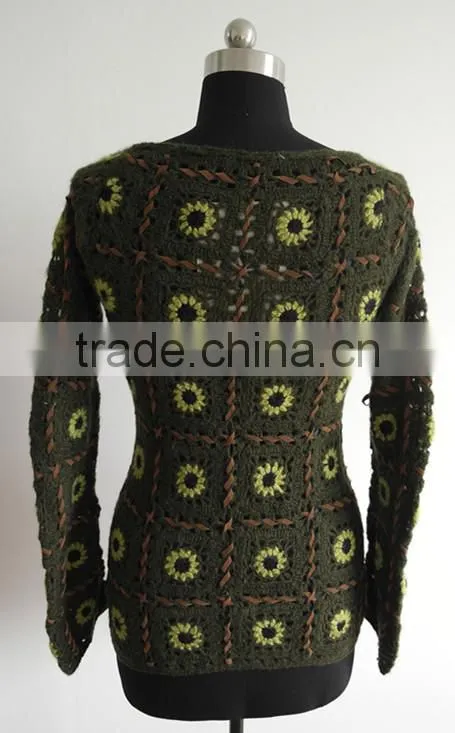 New ladies crochet flower sweater