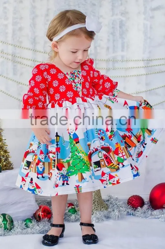 2017 New Born Baby Girls First Christmas Party Dress Kids Elf Holiday Party Dress