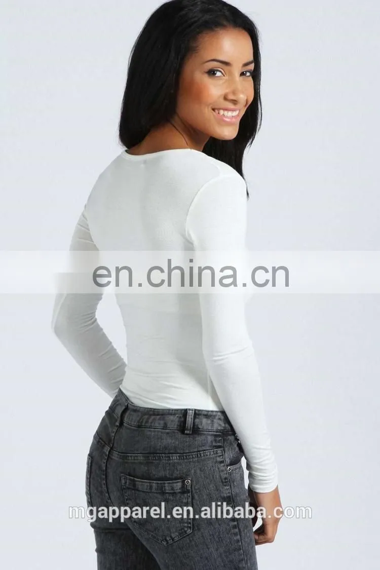Hot selling long sleeve V neck tight woman adult bodysuit