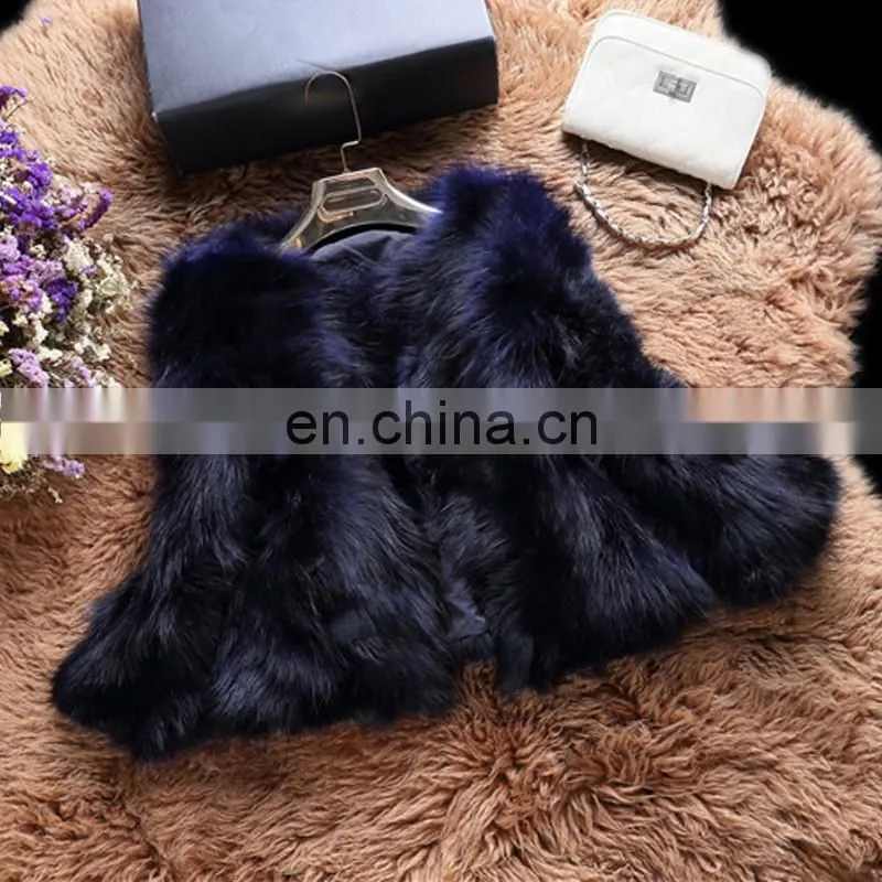 Navy color genuine fur outer garment winter raccoon fur outer wear