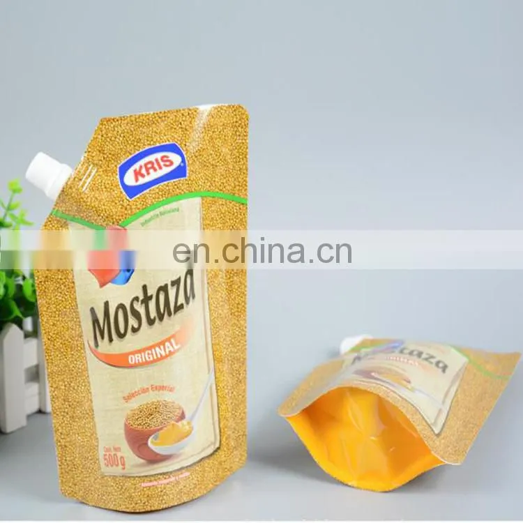 Squeeze refillable plastic packaging spout pouches for food bag