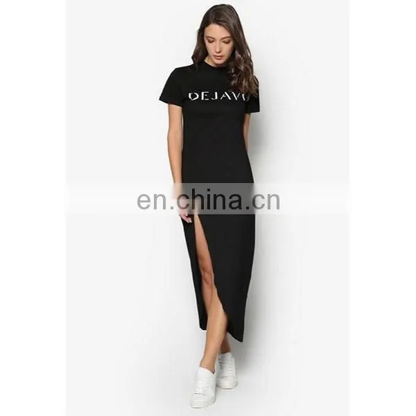 Latest ladies clothes bodycon long dress side slip design fashion model women dress