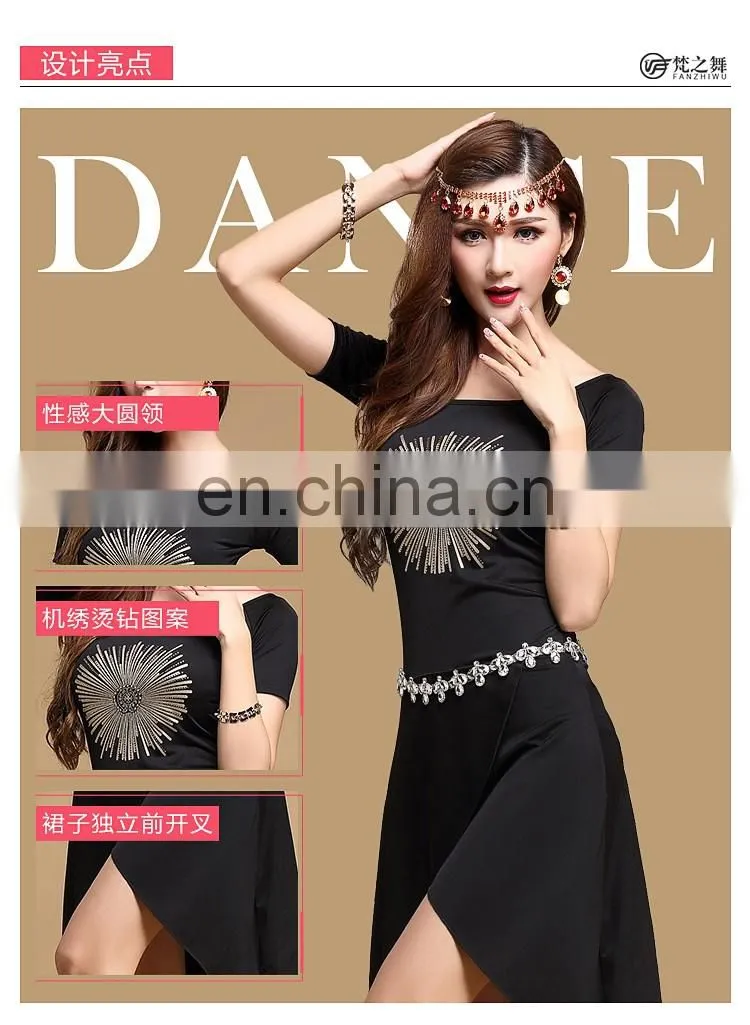 T-5113 Fashion high spandex hot drill designed plus size practice belly dance wears