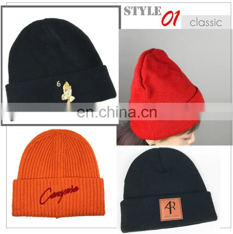 Wholesale men's merino wool knit beanie hat