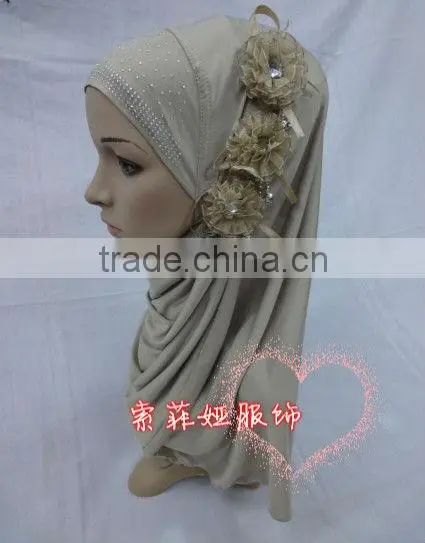 A517 new styles one piece Muslim hijab 3 FLOWER islamic hijab