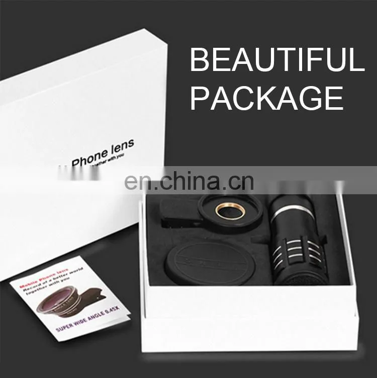 Universal Cell phone 12X Magnification Glass Fisheye Macro Wide Angle Camera Lens