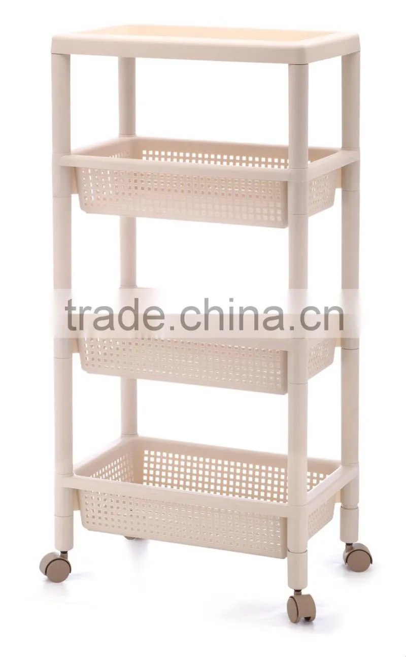 4 layer plastic rack/household plastic items With wheels
