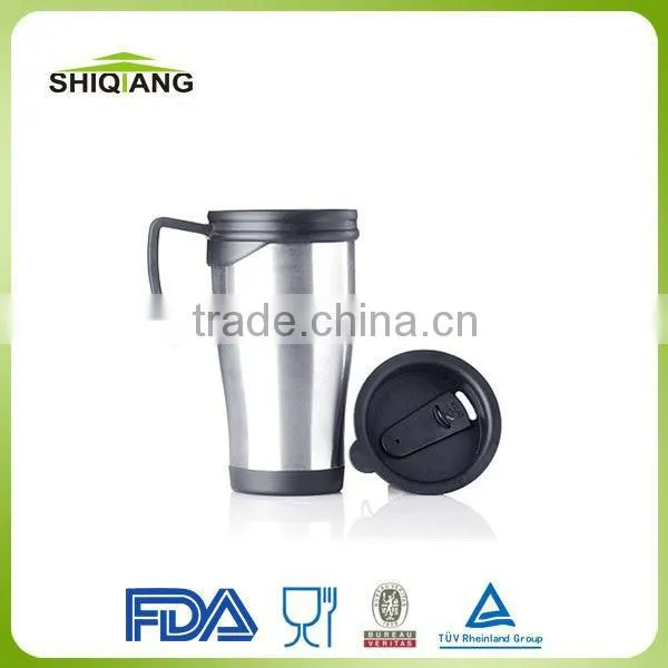 400ml insulated double wall travel mugs with fresh pp inner stainless steel outer car mugs bottles with pressing lid and handle