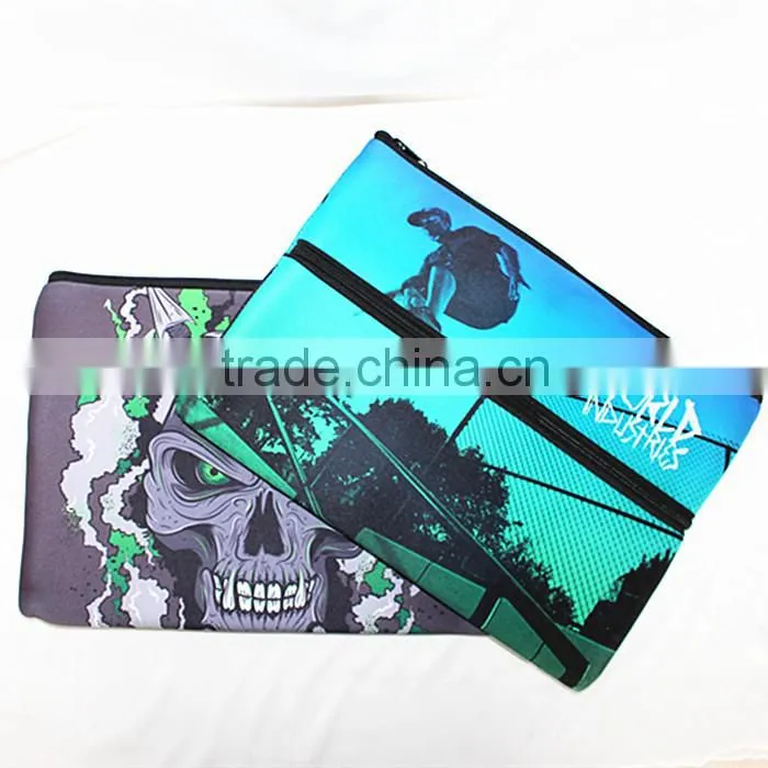2014 new design. pencil bags, 3mm neoprene, silk-screen printing, for boy students