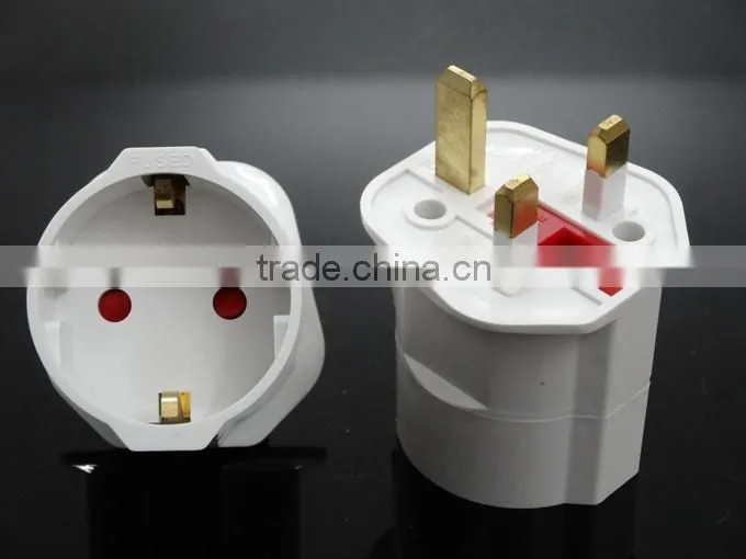 CE ROHS Approved HK UK Ireland Singapore Malaysia India Kuwait Bahrain Type G to Schuko Germany Type F plug travel adapter
