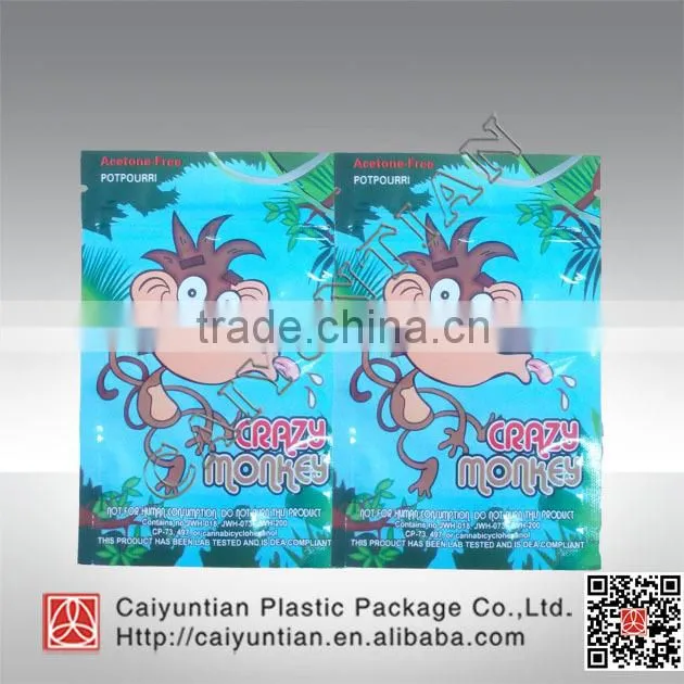 5g CRAZY MONKEY 3g train wrecked herbal incense zipper bag