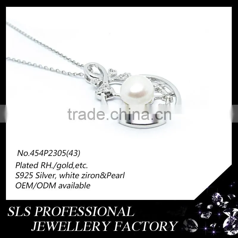 925 silver pearl chain necklace designs bridal pendant ,pearl beauty cream chinese pearl necklace pendant fashion