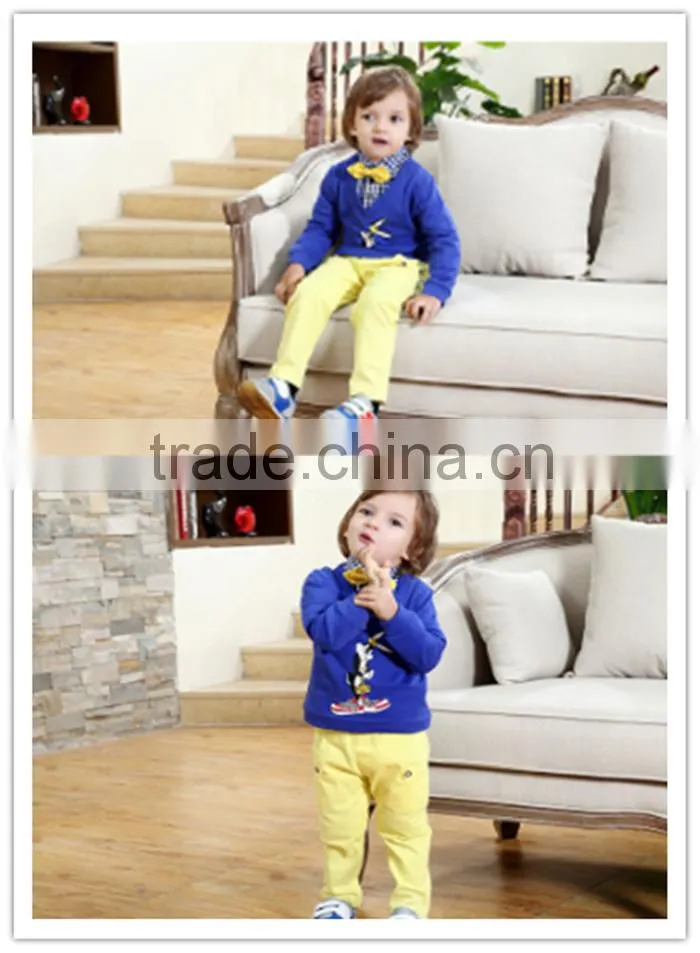 Wholesale 2016 new child suit Korean version spell color striped knit cardigan jacket long-sleeved T-shirt three-piece hole jean
