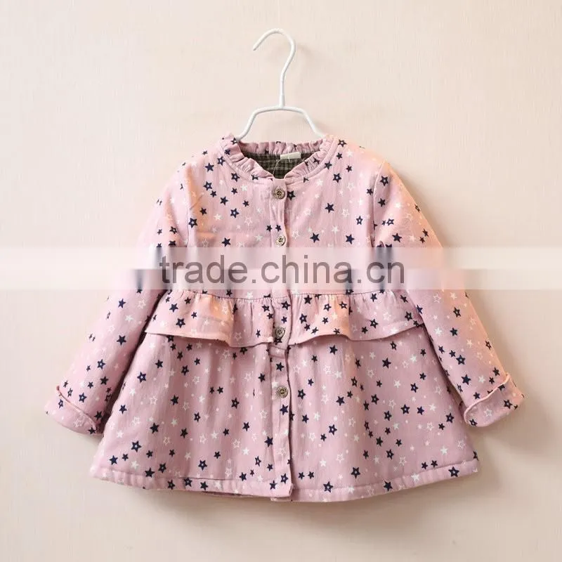 Korean children clothing girl spring coats kids long sleeve stringy selvedge roung collar girl princess outwear