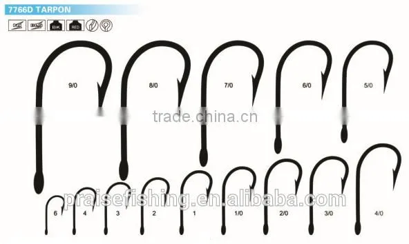 Black Nickel High carbon steel PR-7766D TARPON wholesale fishing hook