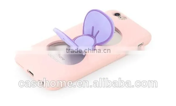 for iphone5/5s New Rabbit Ear Silicone TPU soft Stand cover case