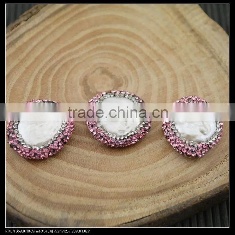 LFD-0052B Wholesale DIY Pave Pink Rhinestone Pearl Connector Spacer Beads For Bracelet Jewelry Making