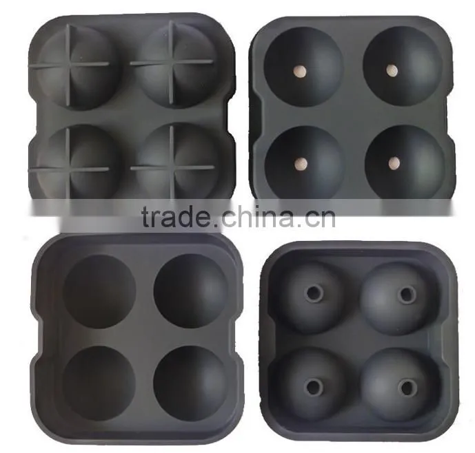 Best Sale product 2016 large 4 cavity ice sphere, silicone ice ball mold