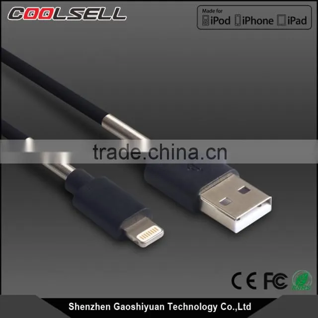 Spring MFi C48 USB cable for iPhone6/6S, 8pin connector mfi cable for apple with spring