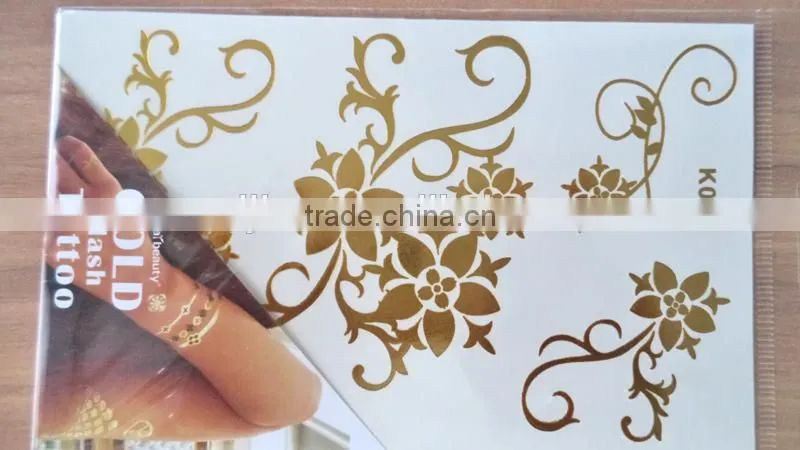 K Flash Tattoos Newest Temporary gold silver tattoos 12 designs 9*15 CM