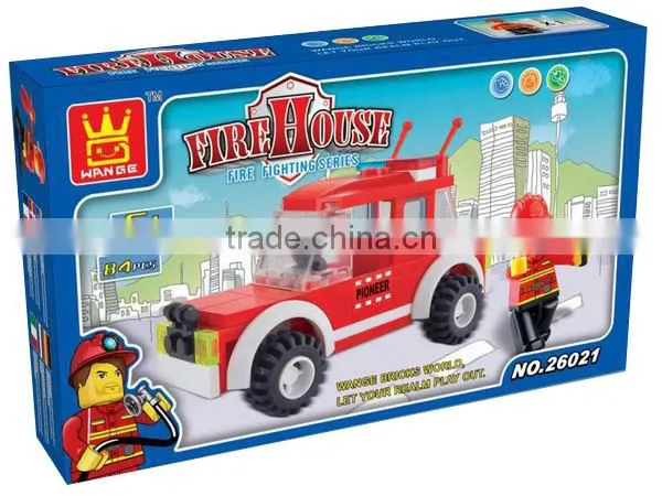 84pcs fire fighting plastic educational toy brick