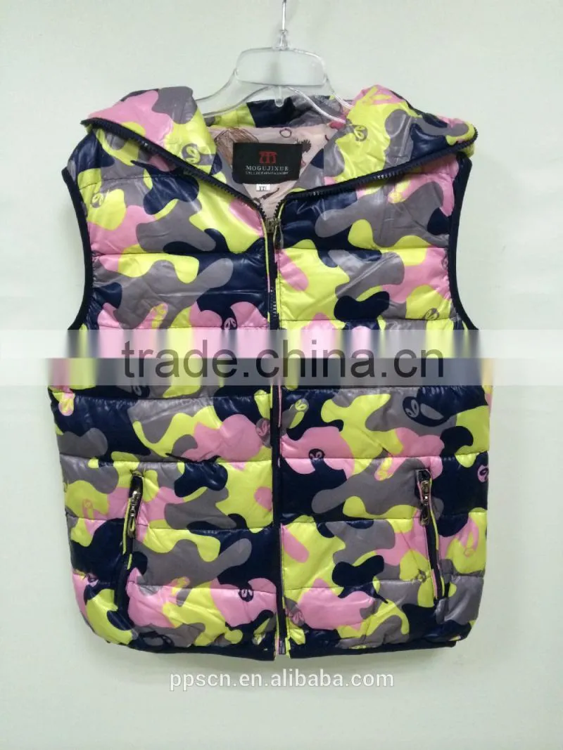 2015 sleeveless cami woman wholesale custom windbreaker jacket with hood