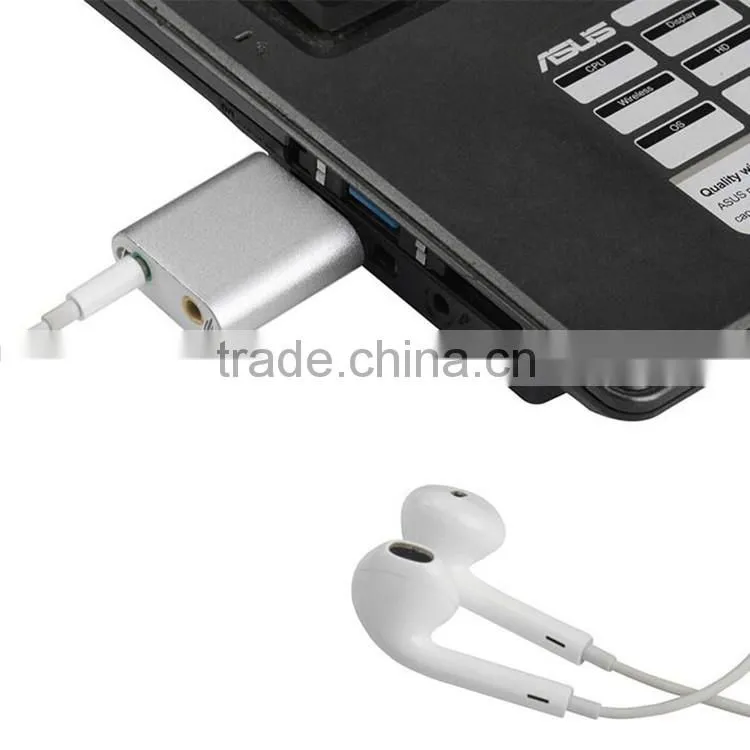 USB to 3.5mm Jack Audio Adapter, USB External Stereo 7.1 Channel Sound Card Adapter w/ 3.5mm Aux Out, Plug and Play for XP/Vista