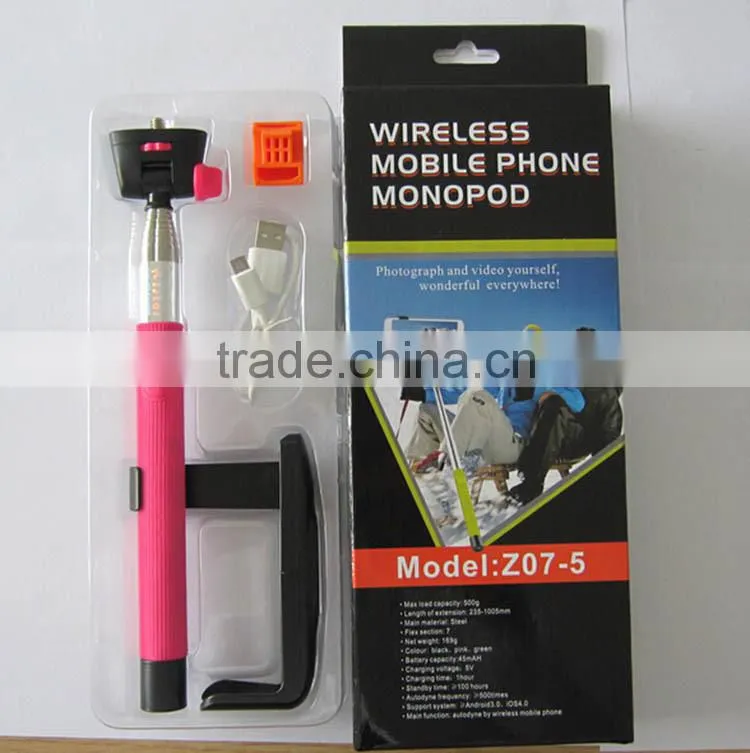 Wireless bluetooth selfie shutter stick with rechargeable,extendable selfie stick monopod for smartphone
