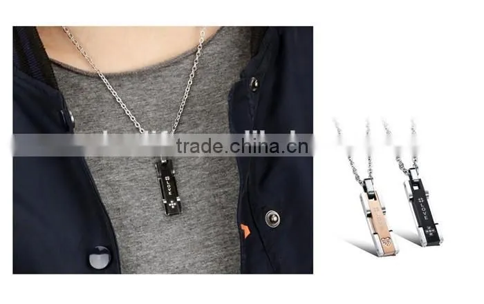 black plated jewellery 316L stainless steel inlaid zircon pendant man