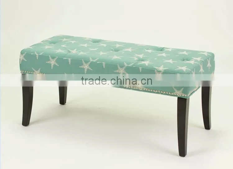 Solid Wood Style Home Furniture Fabric Foot Stool / wooden Shoe stool bench (KY-3038)