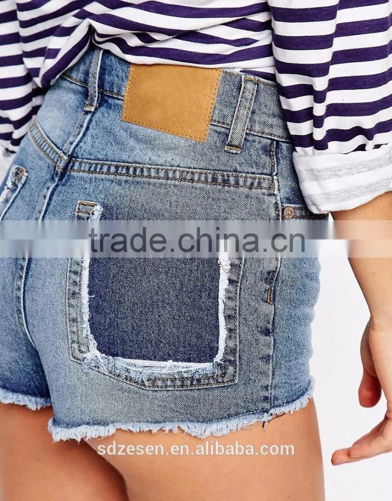 High-Rise Slim Fit Hot Pants Cut-Off Short Denim Shorts With Back Pocket Detail For Women