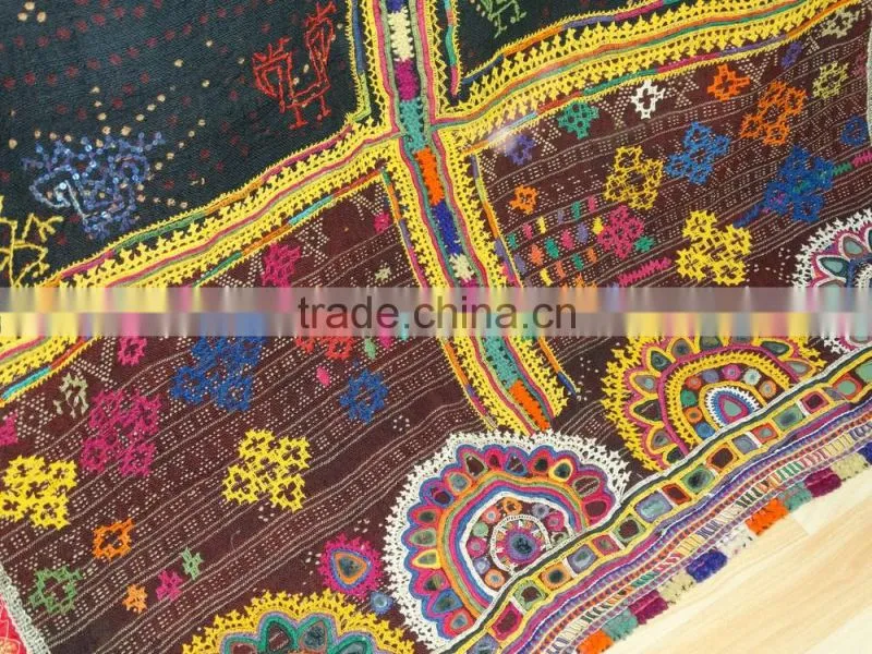 Vintage Handmade Rabari/ Kutch Woollen Throw 90 X 38 Inche Vintage Rabari Throw Gypsy Kutch Wool Throw Handmade Rabari Shawl