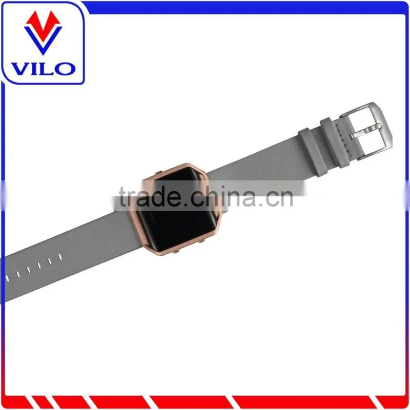 23MM Leather Luxury Watch Band Wrist Strap Bracelet + Metal Frame For Fitbit Blaze