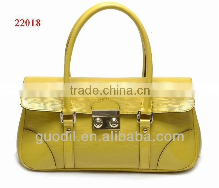 Wholesale handbag crinkle pu leather with patent woman small tote bags2014