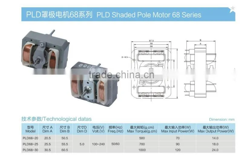PLD Newest top sell ac electric kitchen exhaust fan motors
