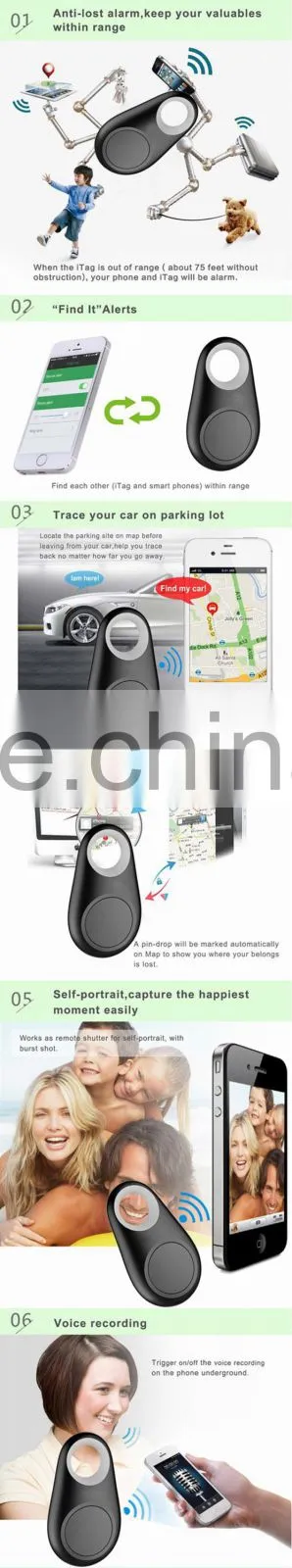 2-in-1 Bluetooth 4.0 GPS Tracker Self-Portrait Anti-lost Alarm Key Finder Device Black