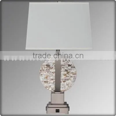 UL Listed Modern Bedroom Bedside Glass Shade Adjustable Desk Lamp With On Off Switch Power Outlet Hotel Desk Lamps Light T50070