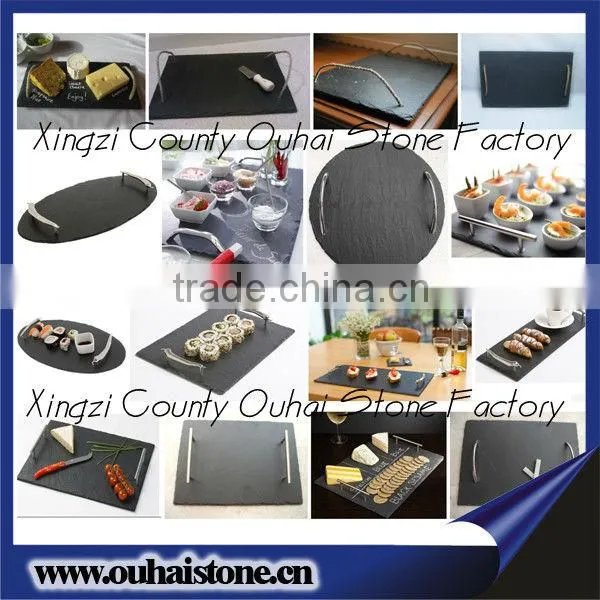 Laser groove line black board slate pizza stone